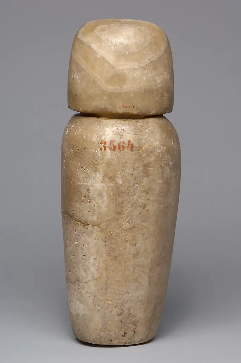 Kanope der Tjes-bastet-peret mit Deckel in Form eines Falkenkopfes