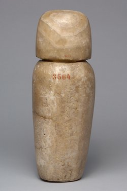 Kanope der Tjes-bastet-peret mit Deckel in Form eines Falkenkopfes