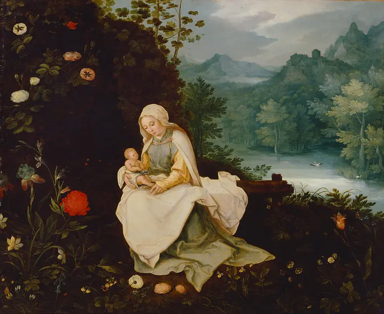 Maria mit Kind in einer Landschaft