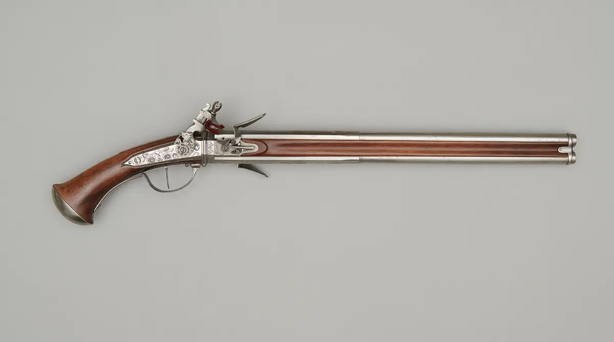Zweiläufige Steinschlosswendepistole