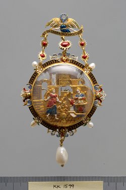 Schmuckanhänger mit der Anbetung der Hirten und Mariae Verkündigung