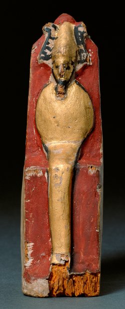 Obeliskenförmiger Behälter mit Osirisfigur