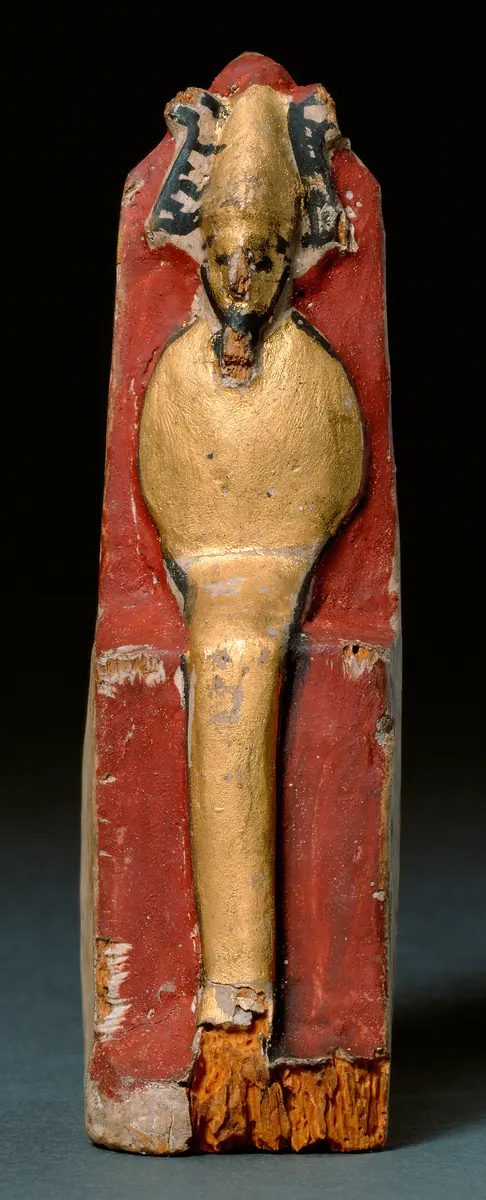 Obeliskenförmiger Behälter mit Osirisfigur