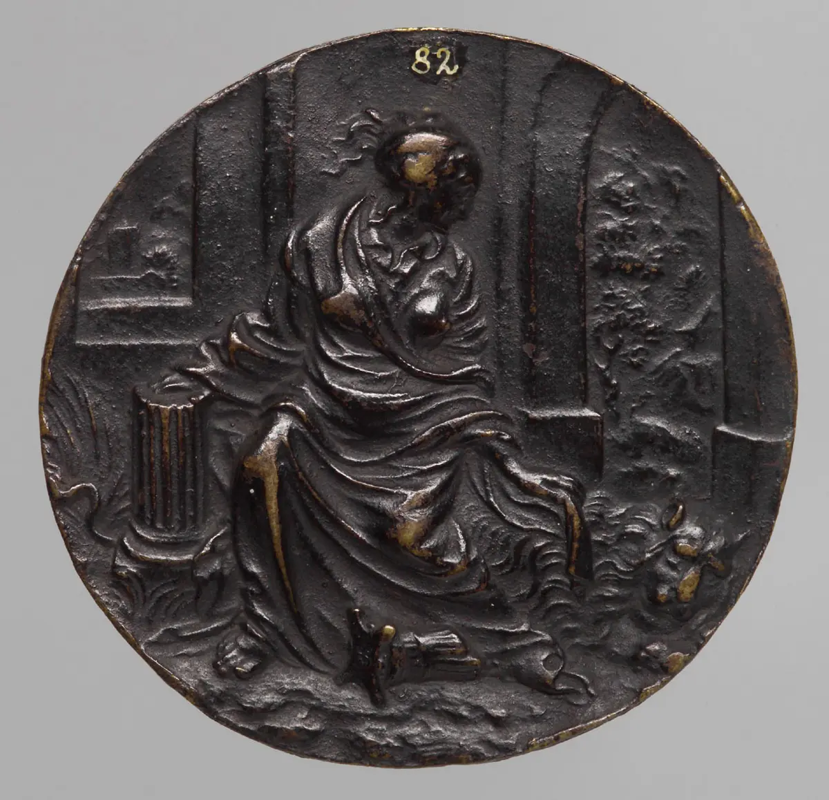 Fortitudo aus der Folge der 8 sitzenden Kardinaltugenden