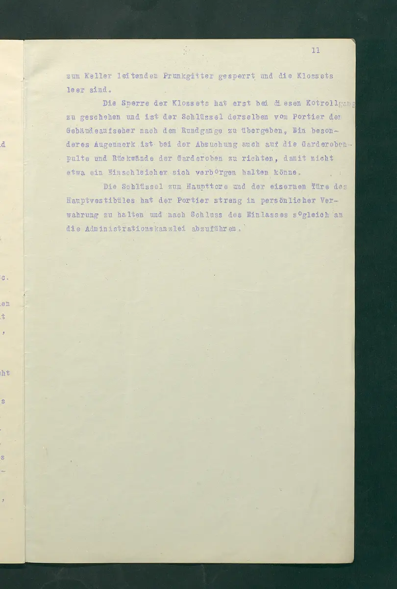 Dienstbestimmungen für das Aufsichtspersonal in den Sammlungen