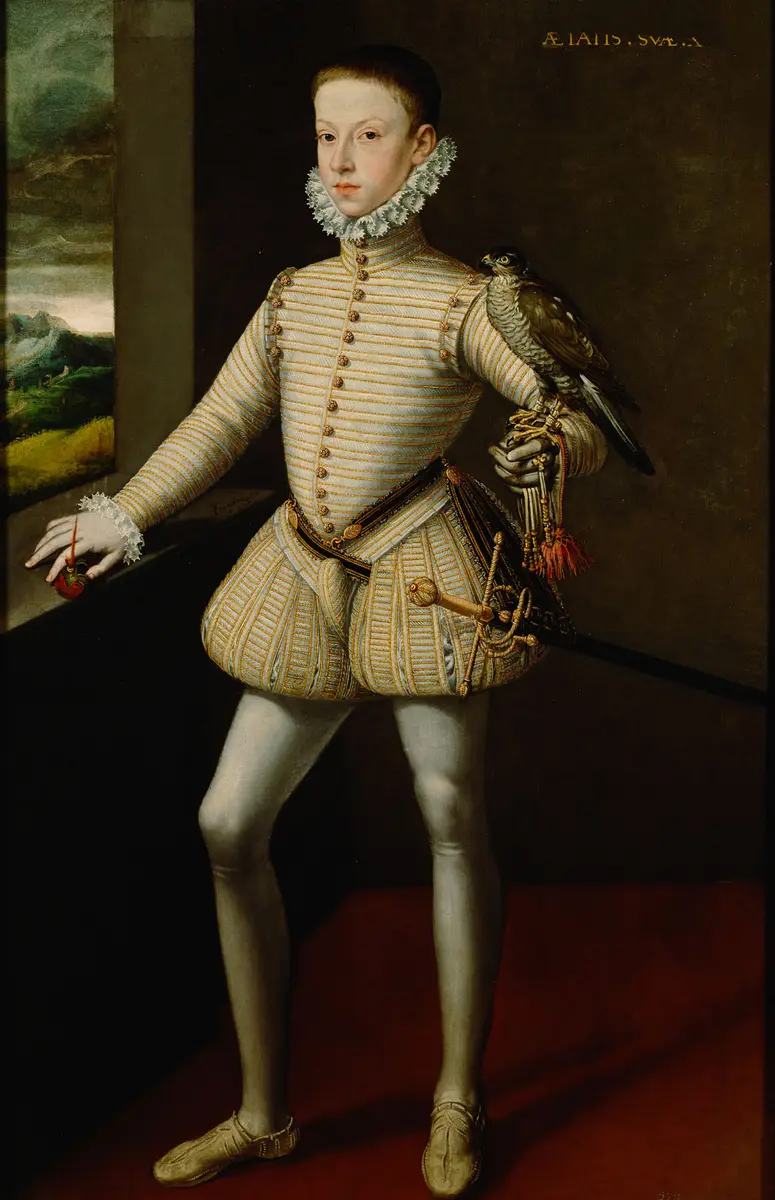 Erzherzog Wenzel (1561-1578) als Dreizehnjähriger mit einem Falken, ganze Figur