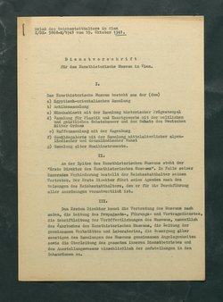 Dienstvorschrift für das Kunsthistorische Museum in Wien