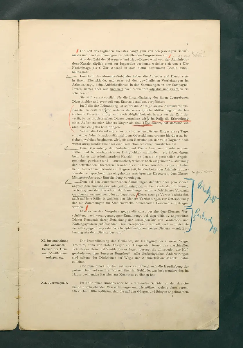 Bestimmungen für den Dienstbetrieb in den kunsthistorischen Sammlungen des Allerhöchsten Kaiserhauses