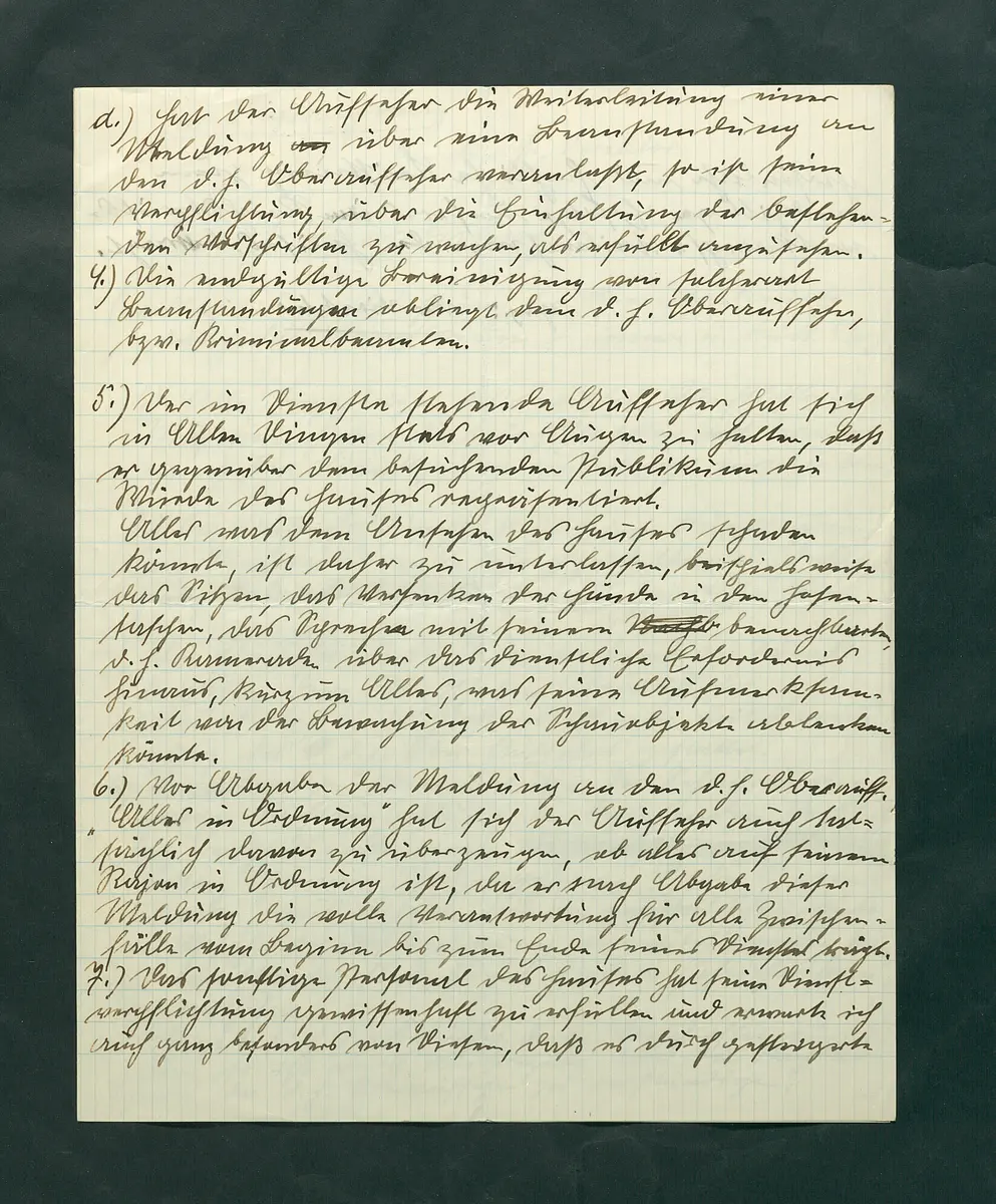 handschriftlicher Entwurf einer Hausordnung