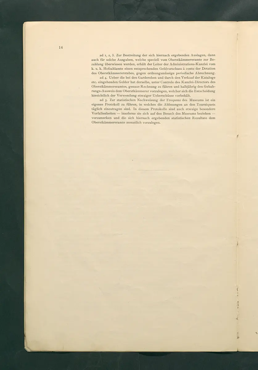 Bestimmungen für den Dienstbetrieb in den kunsthistorischen Sammlungen des Allerhöchsten Kaiserhauses