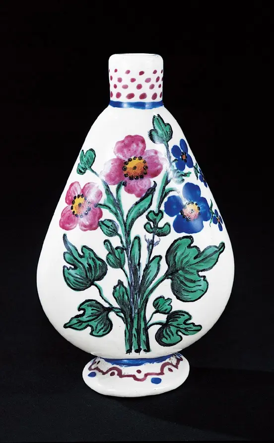 Flakon oder Tabakfläschchen mit Blumenbemalung