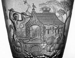 Pokal mit Venus in der Schmiede des Vulkan