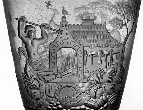 Pokal mit Venus in der Schmiede des Vulkan