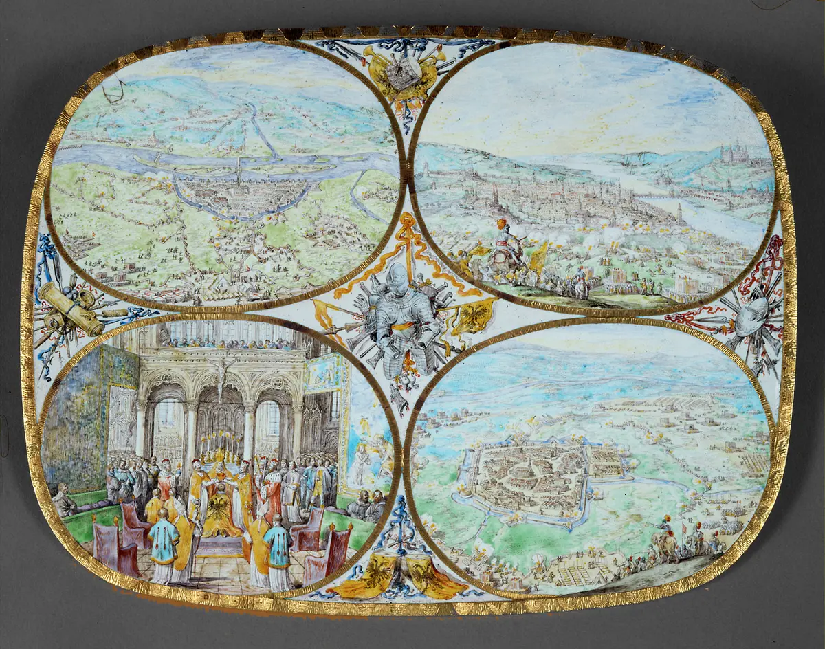 Goldplatte mit der Darstellung der Schlacht bei Nördlingen 1634 