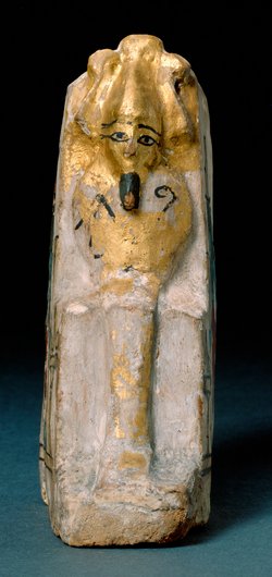 Obeliskenförmiger Behälter mit Osirisfigur