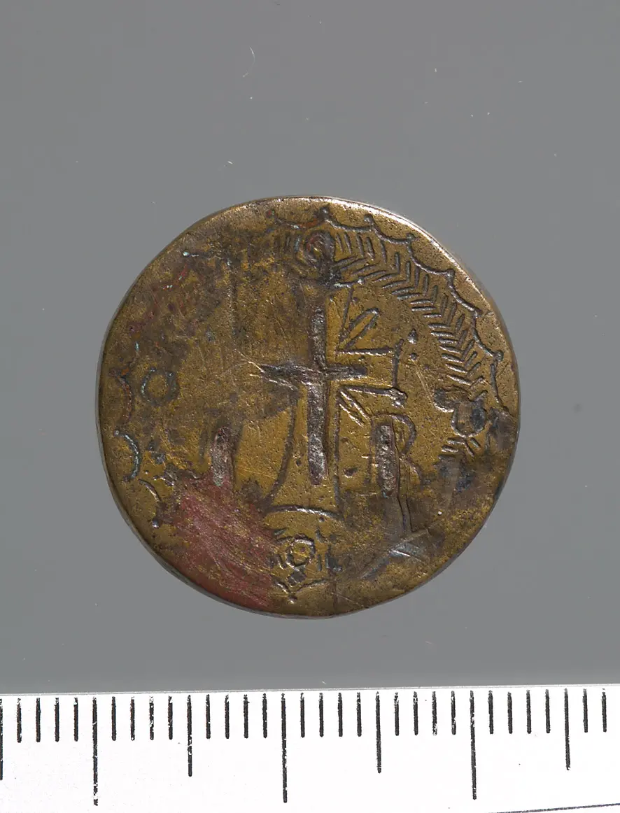 12 Scripula (= 1/2 Unze), Kreuz im Kranz