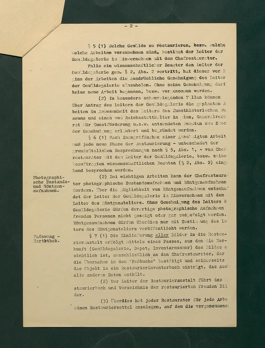 Dienstordnung für die Gemälderestaurieranstalt des Kunsthistorischen Museums