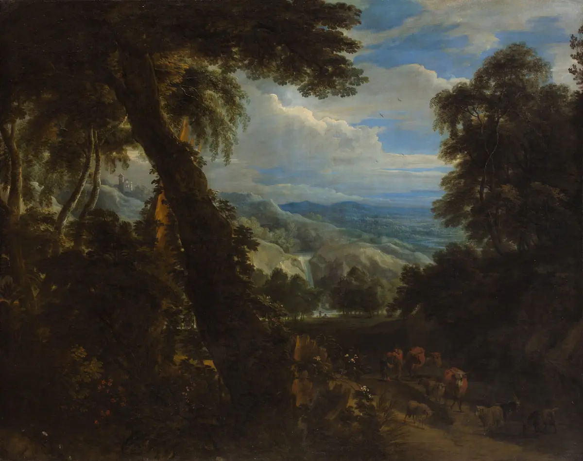 Waldlandschaft mit Herde