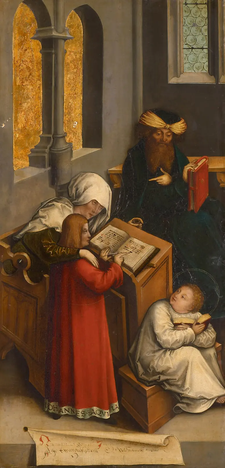 Johannes der Evangelist wird im Schreiben unterrichtet