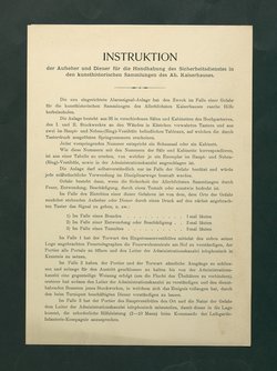 Instruktion der Aufseher und Diener für die Handhabung des Sicherheitsdienstes in den kunsthistorischen Sammlungen des Ah. Kaiserhauses