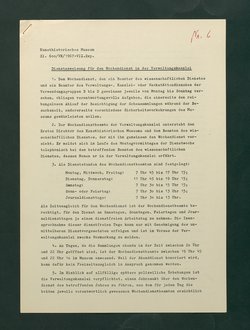 Dienstanweisungen für Postenaufseher, Portiere, die Telephonzentrale, Oberaufseher, Nachtportiere und Nachtaufseher, für den Wochendienst der Beamten und der Verwaltungskanzlei
