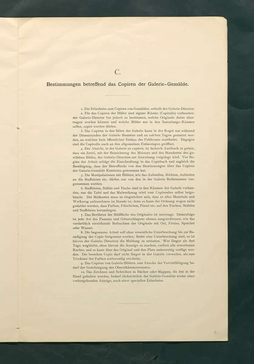 Bestimmungen für den Dienstbetrieb in den kunsthistorischen Sammlungen des Allerhöchsten Kaiserhauses