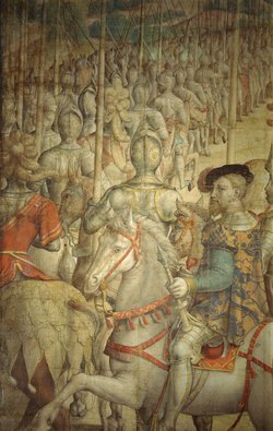 Kriegszug Kaiser Karls V. gegen Tunis (1535): Musterung des Heeres bei Barcelona durch den Kaiser