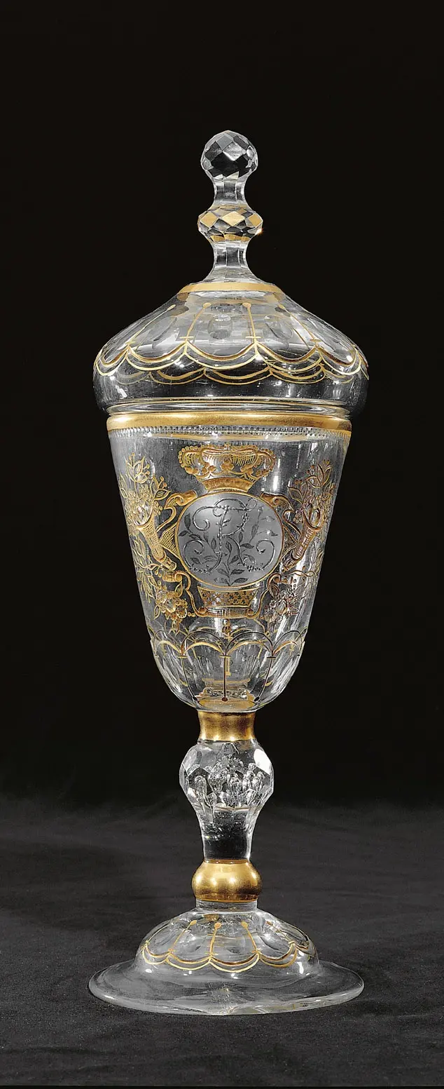 Deckelpokal mit bekröntem Monogramm
