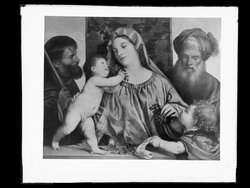 Kirschenmadonna (Links hl. Joseph, rechts Johannesknabe und hl. Zacharias)