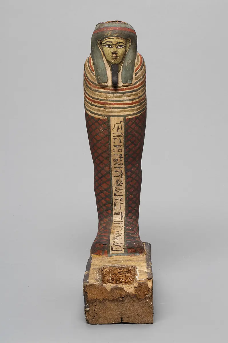 Ptah-Sokar-Osiris-Statuette der Hausherrin Anch-en-es-it-es auf Sockel