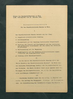 Dienstvorschrift für das Kunsthistorische Museum in Wien