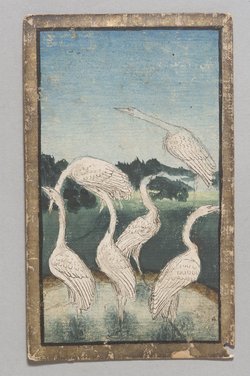 Spielkarte Reiher Sechs aus dem "Ambraser Hofjagdspiel"