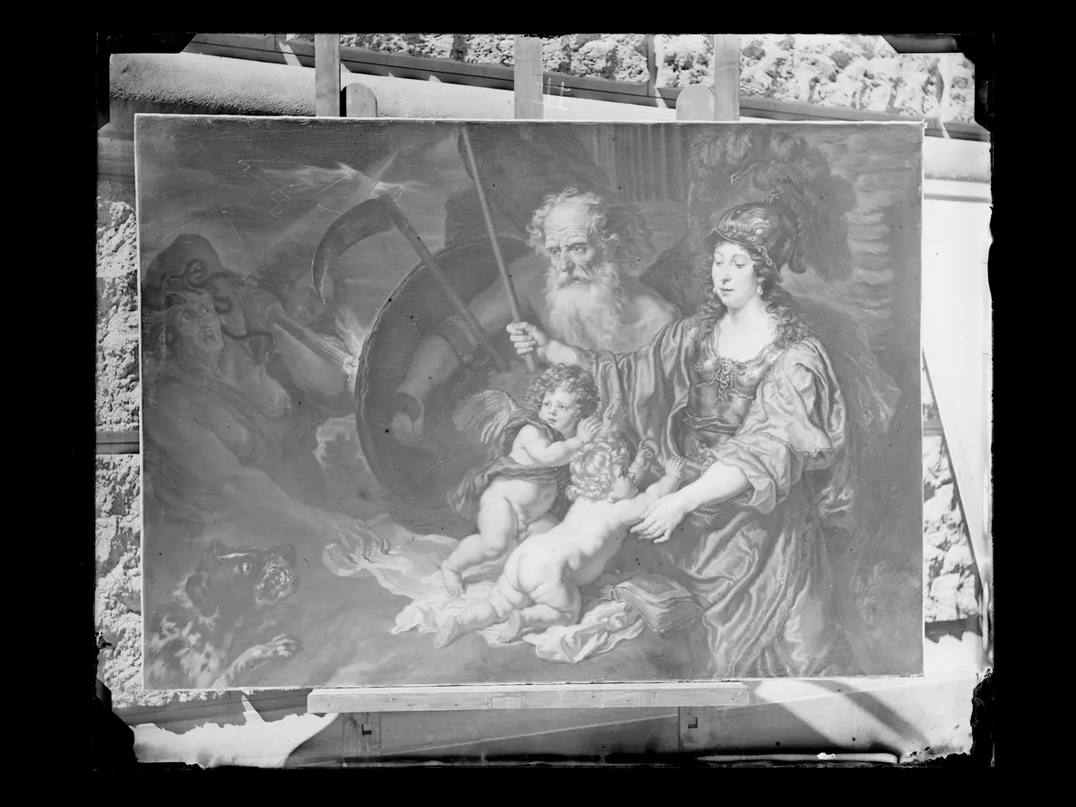 Minerva und Saturn beschützen Kunst und Wissenschaft vor Neid und Lüge