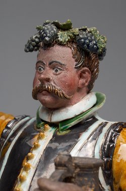Gefäß; Statuette, Tongefäß, Scherzfigur, Prasser