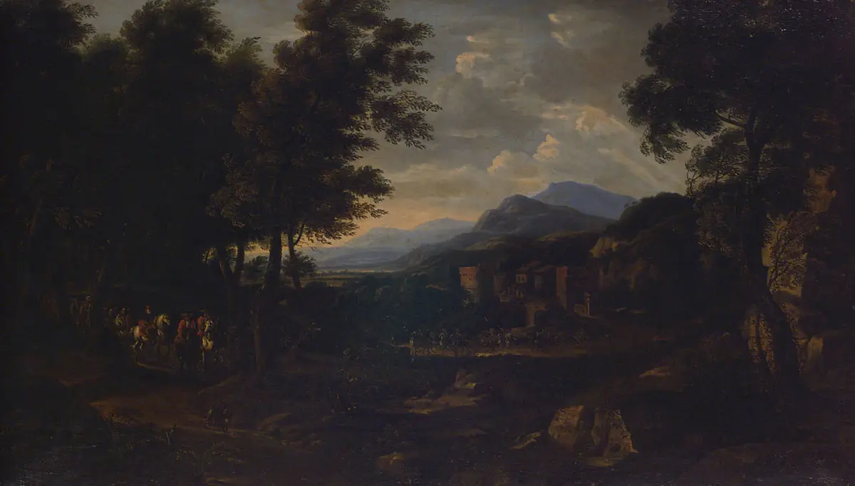 Landschaft mit Reitergruppe