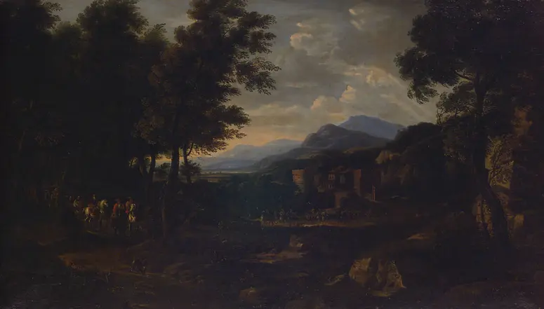 Landschaft mit Reitergruppe