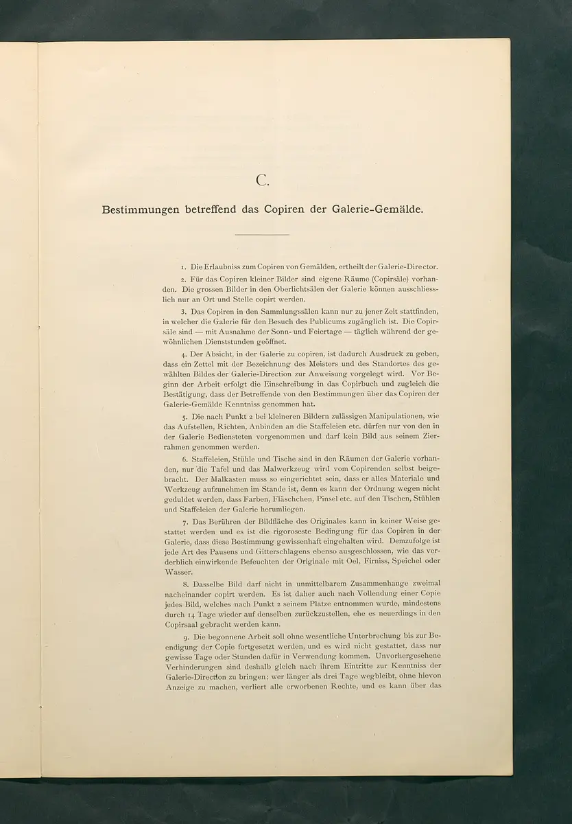 Bestimmungen für den Dienstbetrieb in den kunsthistorischen Sammlungen des Allerhöchsten Kaiserhauses