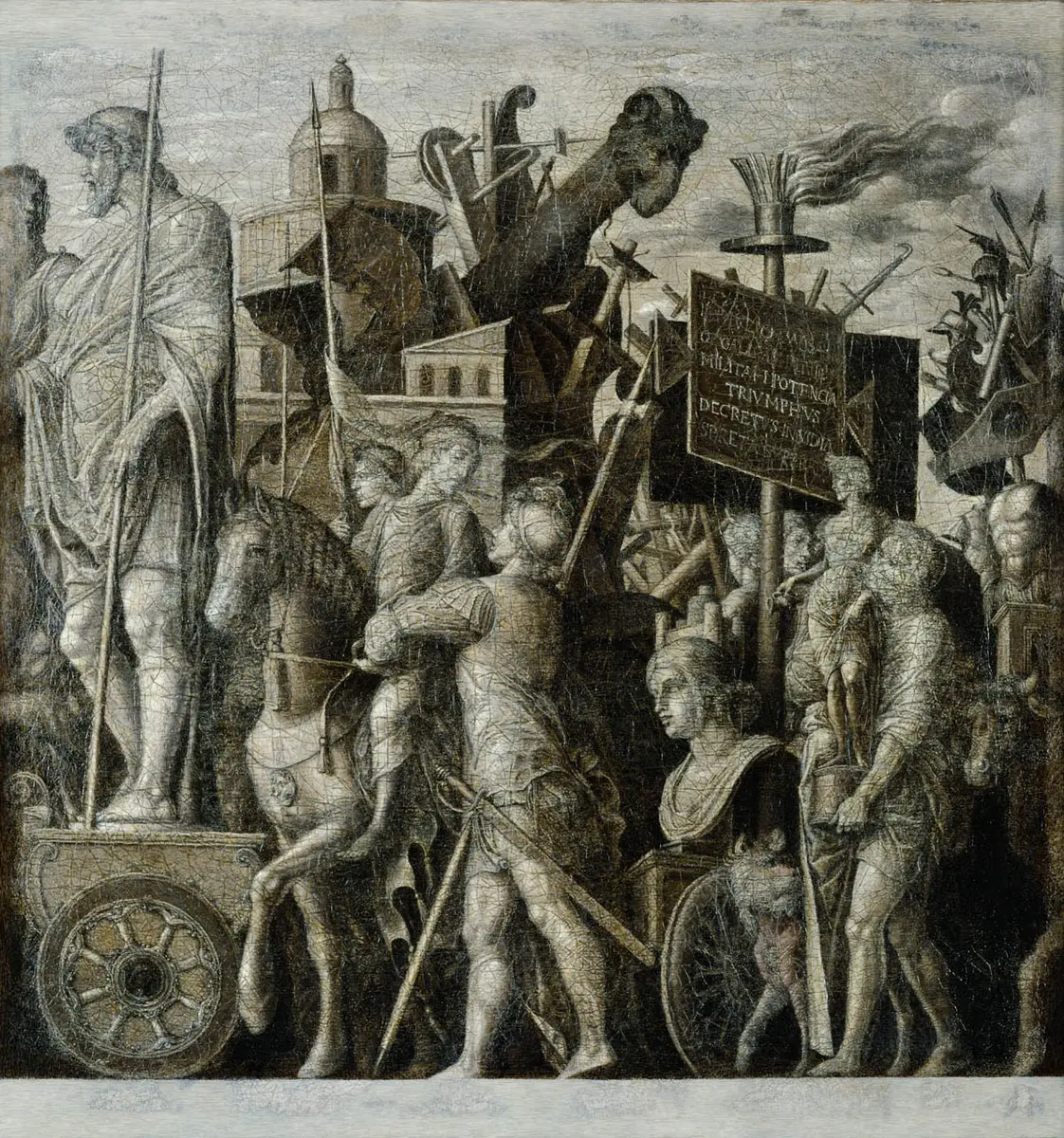 Triumphzug Cäsars: Götterstatuen und Belagerungsgerät