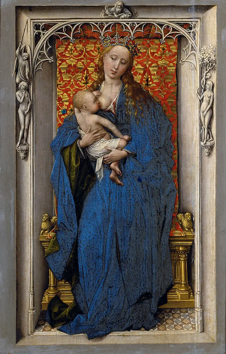 Outside panel of an altarpiece: Virgin with Child Inside panel of an altarpiece: St. Catherine