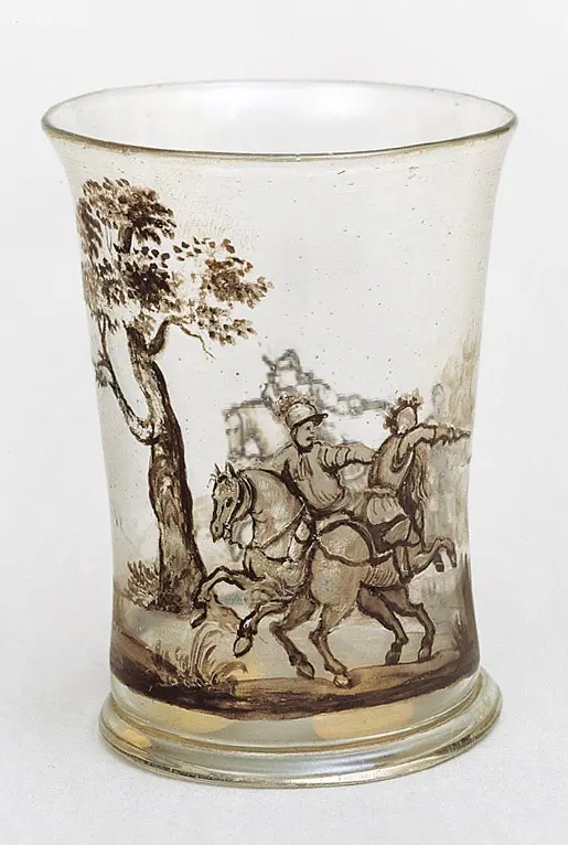 Becher mit Reitergefecht