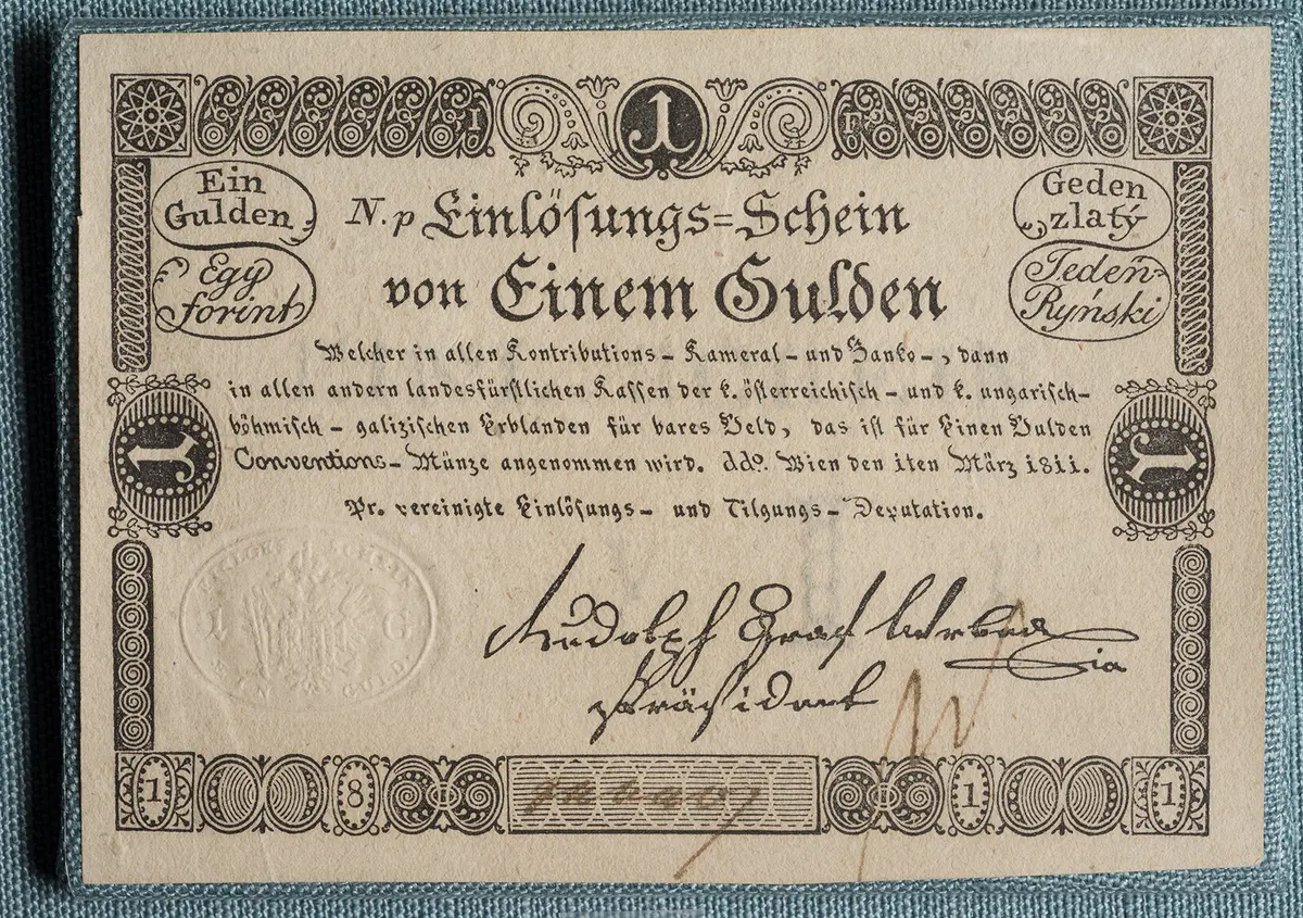 Österreich: Einlösungs-Schein der Vereinigten Einlösungs- und Tilgungs-Deputation
