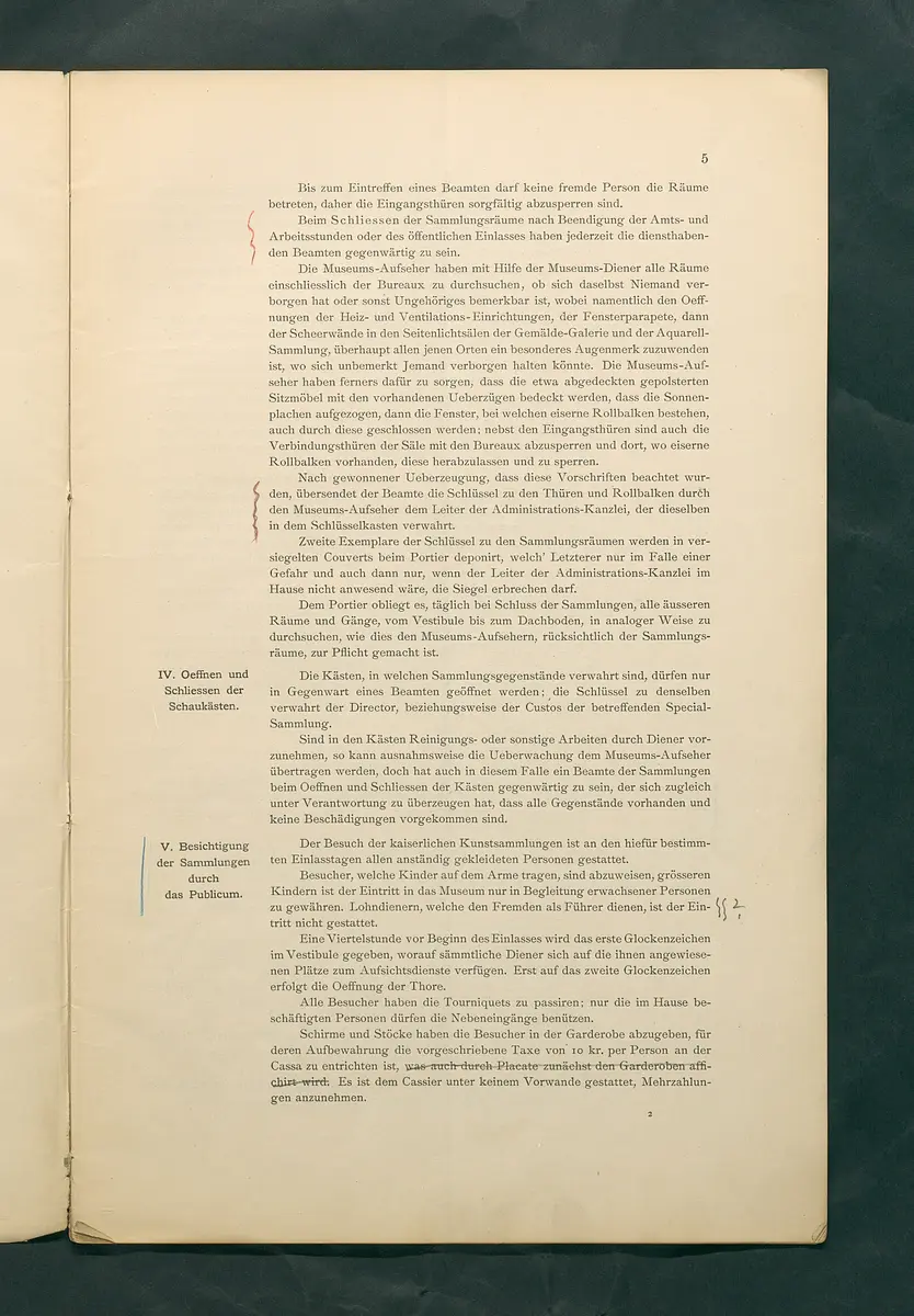 Bestimmungen für den Dienstbetrieb in den kunsthistorischen Sammlungen des Allerhöchsten Kaiserhauses