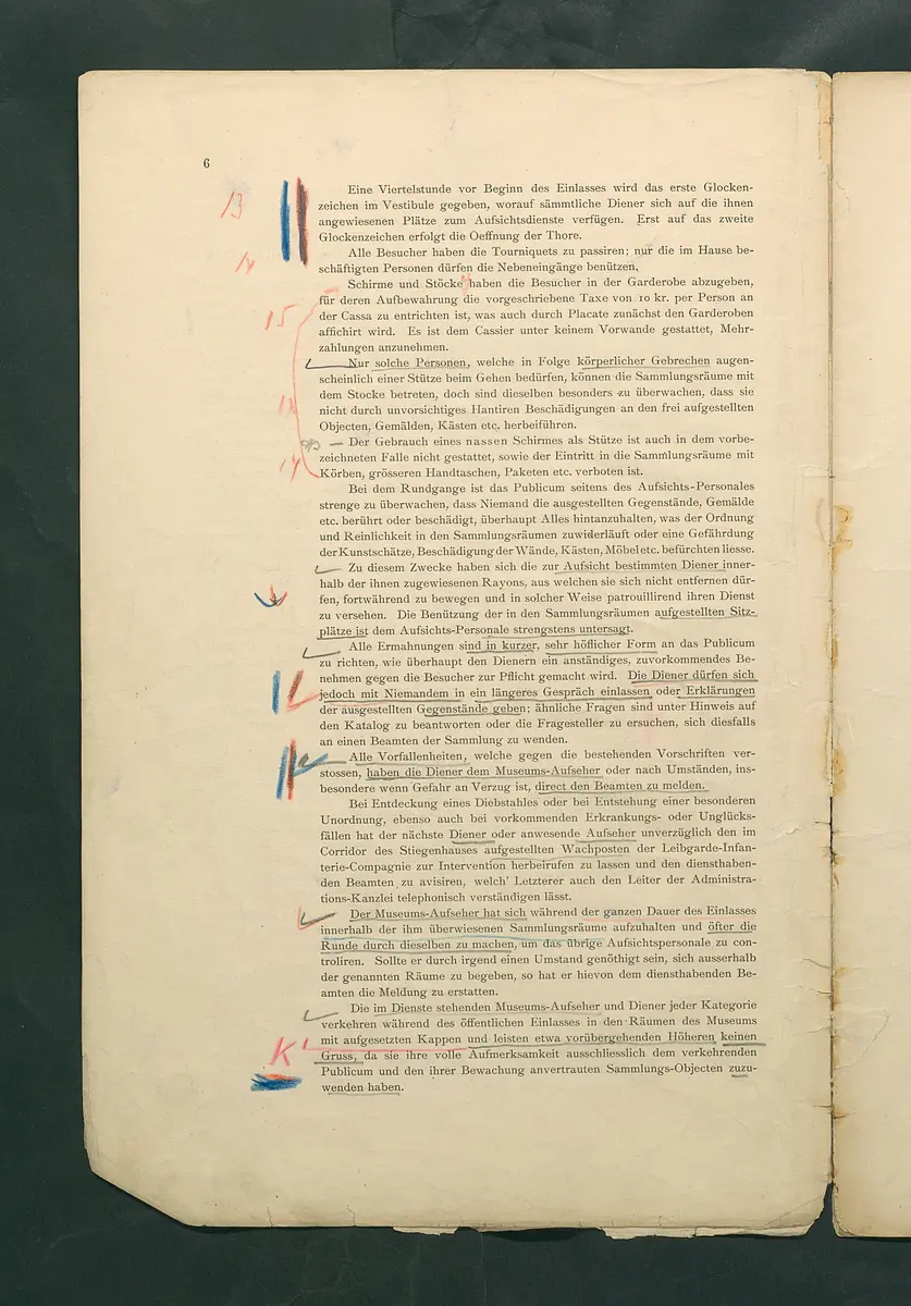 Bestimmungen für den Dienstbetrieb in den kunsthistorischen Sammlungen des Allerhöchsten Kaiserhauses