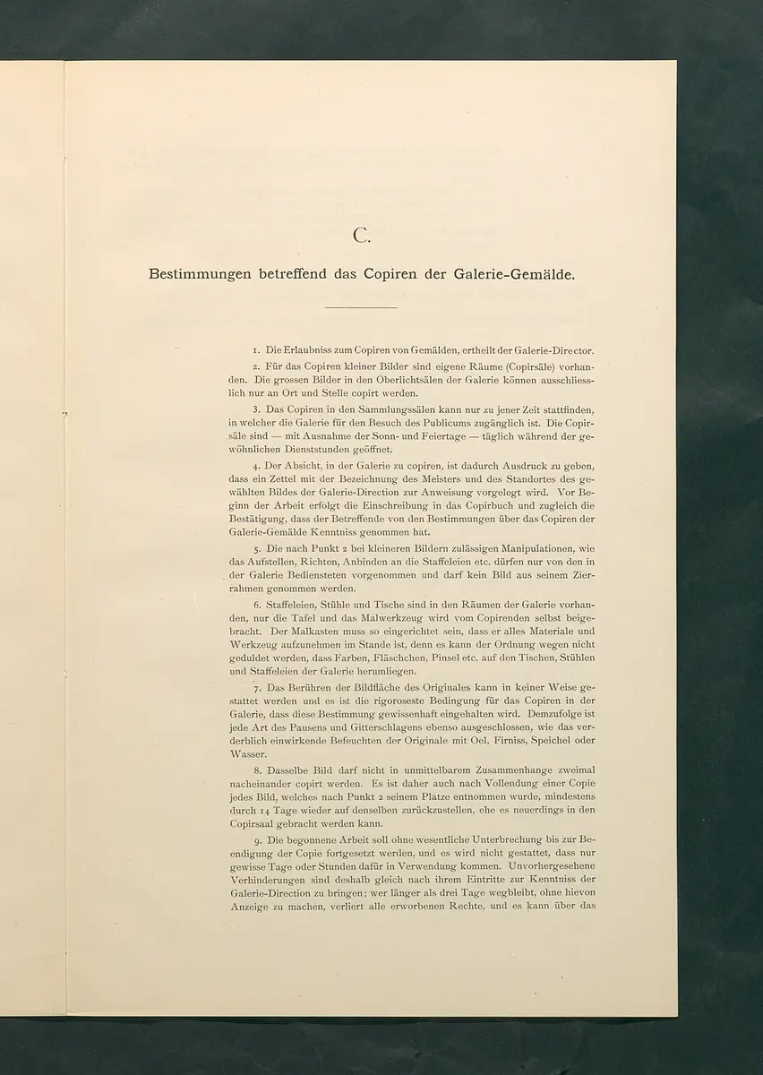 Bestimmungen für den Dienstbetrieb in den kunsthistorischen Sammlungen des Allerhöchsten Kaiserhauses