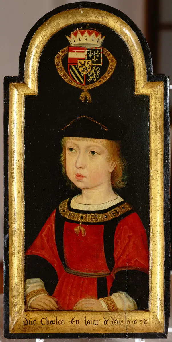 Kaiser Karl V. (1500-1558), Brustbild als Zweijähriger zusammen mit seinen Schwestern Eleonore (1498-1558) und Isabella (1501-1525)