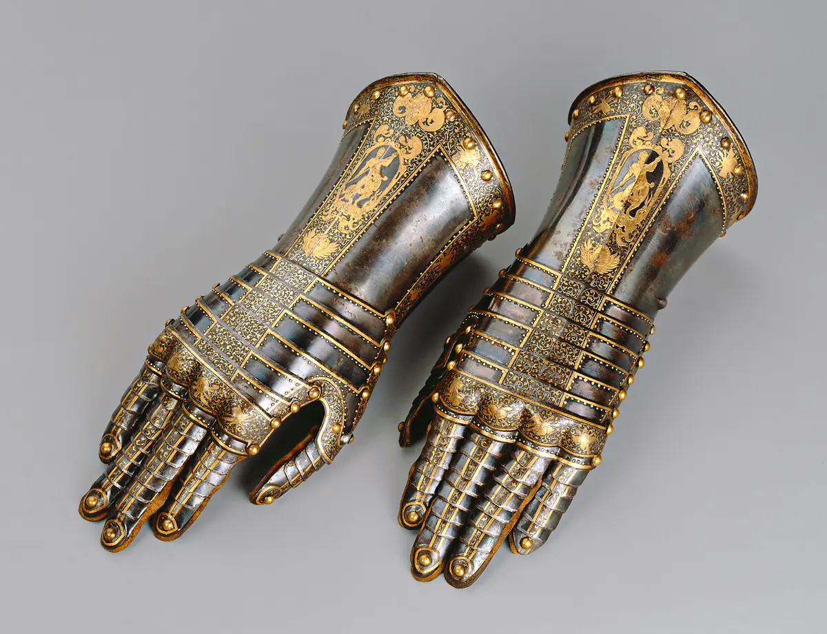 Ein Paar Handschuhe der Goldtauschierten Garnitur