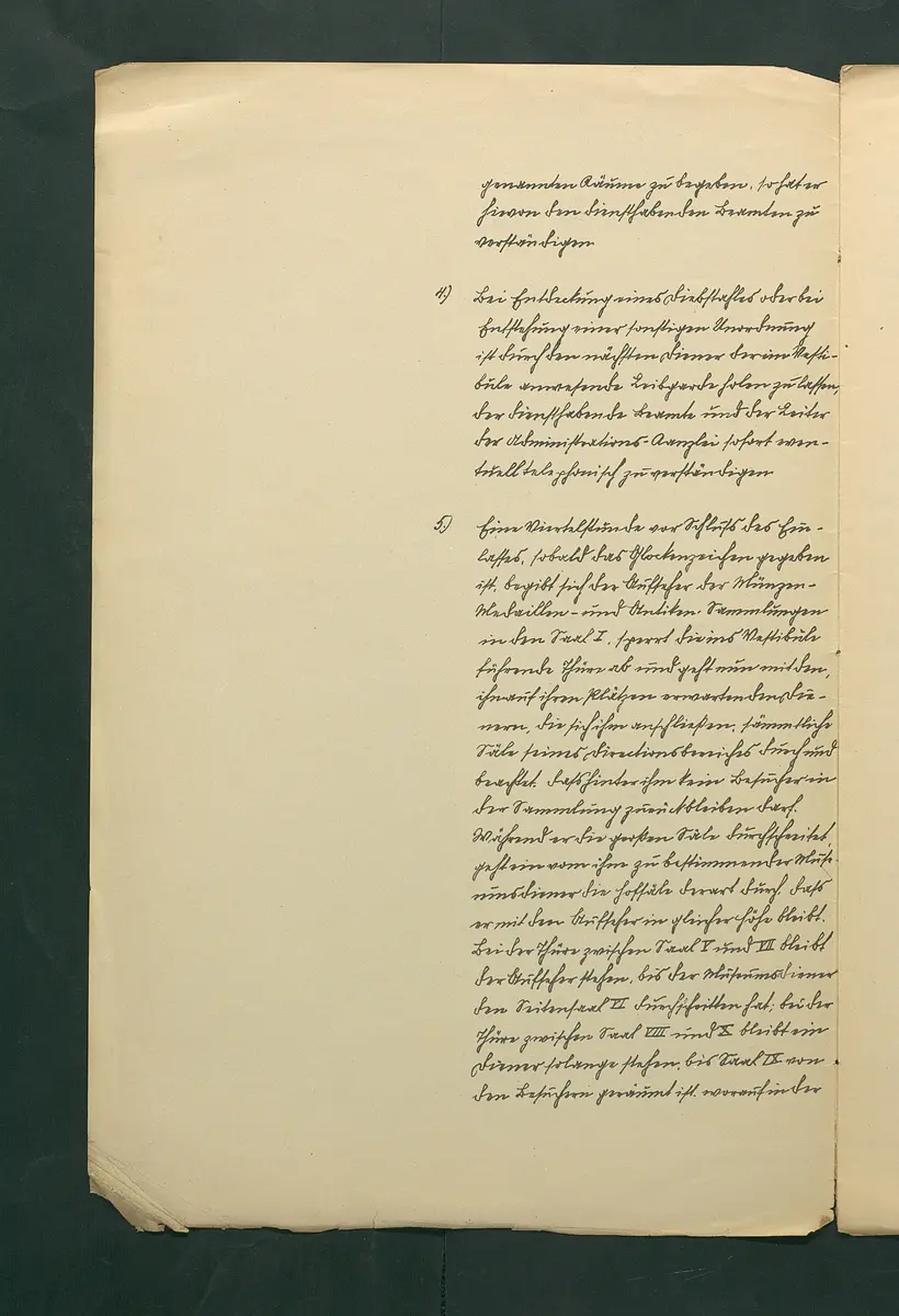 handschriftliche Dienstordnung für Museumsaufseher