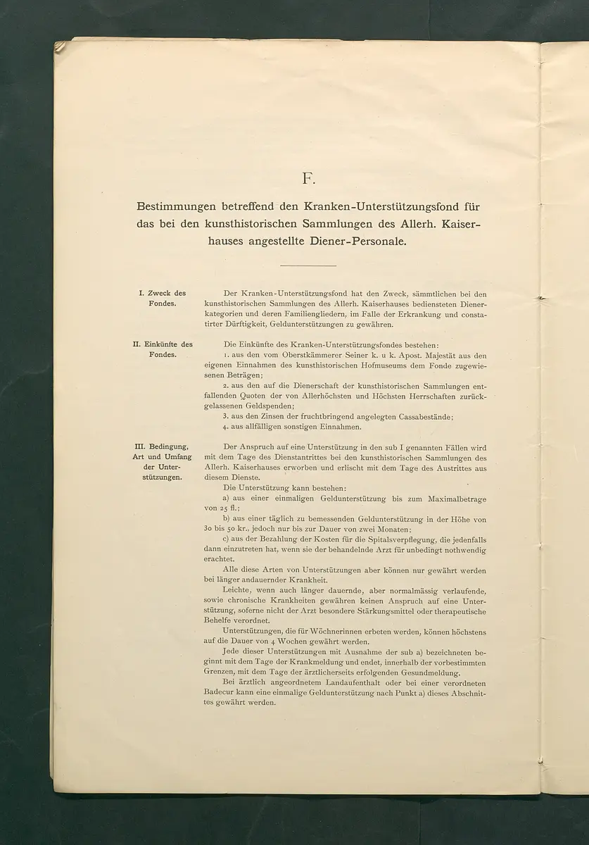 Bestimmungen für den Dienstbetrieb in den kunsthistorischen Sammlungen des Allerhöchsten Kaiserhauses