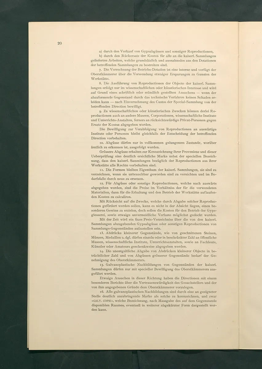 Bestimmungen für den Dienstbetrieb in den kunsthistorischen Sammlungen des Allerhöchsten Kaiserhauses