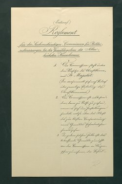 Reglement zur Bilderrestaurierung der Gemäldegalerie (Entwurf)